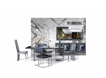 Sala da pranzo completa, tavolo da pranzo con 4 sedie, credenza con specchio, set da 7 pezzi, nuovo tavolo da pranzo.