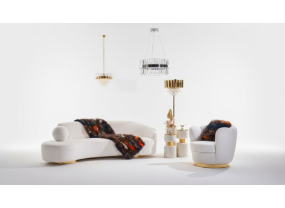 Divano di lusso bianco Set di divani poltrona da 3+1 posti in tessuto design gruppo di divani