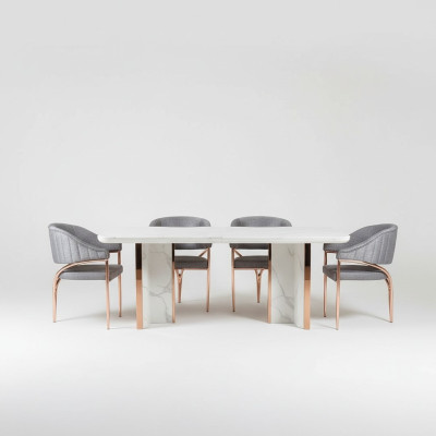 Set da pranzo con tavolo da pranzo Gruppo tavolo da pranzo Sedia Set 4x Sedia 5 pezzi Nuovo