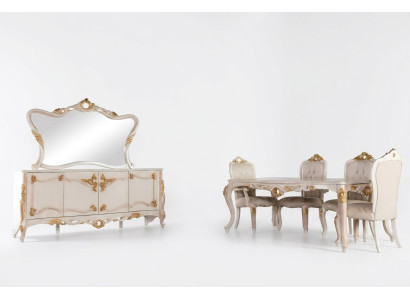Set di biancheria 7 pezzi per sala da pranzo Tavolo Sedie Credenza Specchio Sedie da pranzo Tavoli