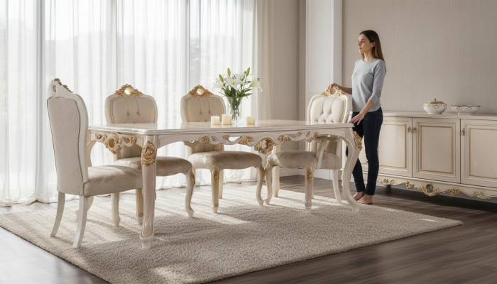 Set di 4 sedie da pranzo in legno.