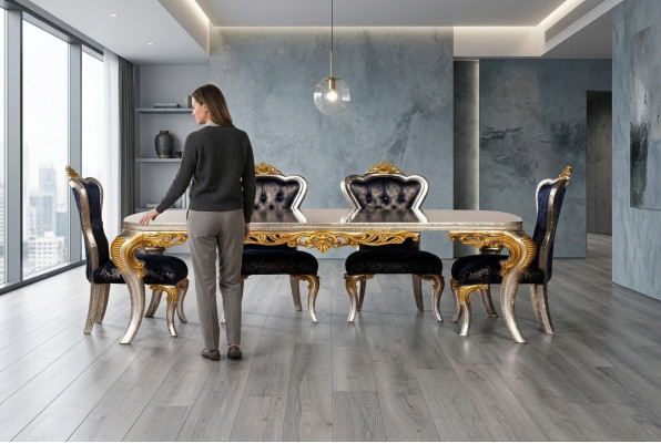 Sala da pranzo Tavolo da pranzo Gruppo di 4 sedie Complementi di arredo in legno Tavolo Tavoli Sedie Set di sedie