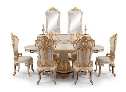 Sala da pranzo di lusso Tavolo da pranzo Sedia Legno Tavoli Tavolo Barocco Sedie da pranzo Mobili Gruppo