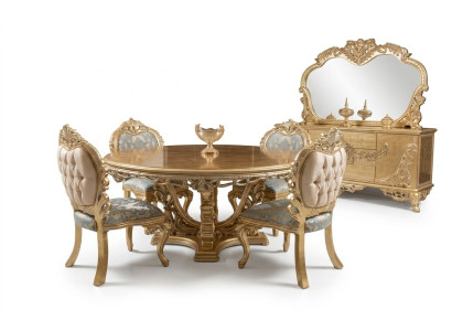 Set di lusso per sala da pranzo tavolo sedia comò specchio sedie tavolo 7 pezzi.