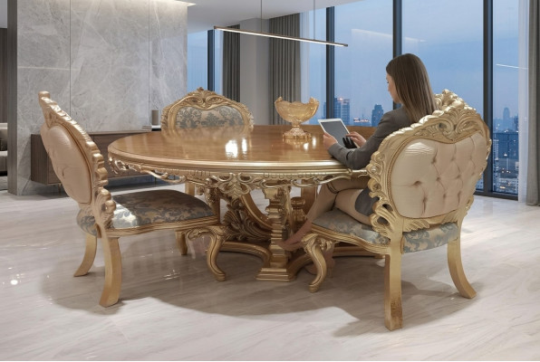 Tavolo da pranzo rotondo Tavolo da pranzo Tavoli da pranzo Tavolo Barocco Essenziale Mobili di lusso in legno