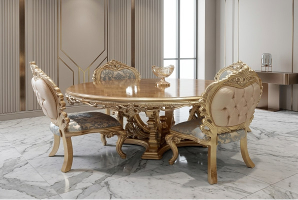 Tavolo da pranzo rotondo Tavolo da pranzo Tavoli da pranzo Tavolo Barocco Essenziale Mobili di lusso in legno