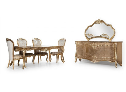 Sala da pranzo Tavolo Sedie Gruppo Set in legno Tavolino Comò Specchio Set 7 pezzi