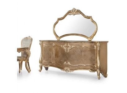 Set cassettiera con specchio Gruppo di mobili in legno cassettiere Sideboard Barocco