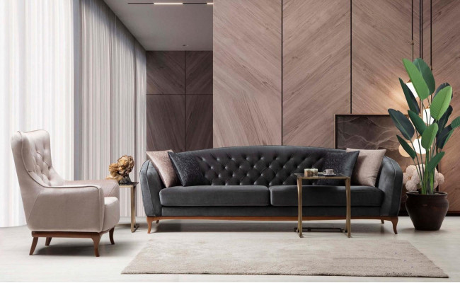 Poltrona monoposto di lusso, imbottito, design tessuto, seduta in stoffa moderna.