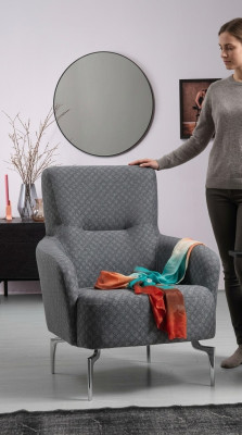 Poltrona monoposto di lusso 1 posto sedile imbottito design tessuto seduta moderna