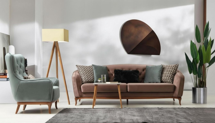 Set di divani Divano di lusso 4 + 1 gruppo di sedute in tessuto design mobili per il soggiorno  Set di divani Lussuoso divano 4 + 1 gruppo di sedute in tessuto design mobili per il soggiorno