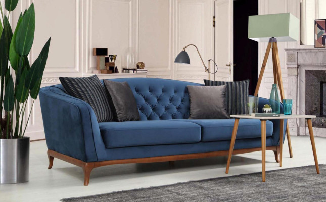 Chesterfield set di divani, divano di lusso 4+3+1 posti in tessuto.