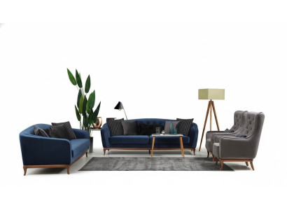 Chesterfield set di divani, divano di lusso 4+3+1 posti in tessuto.