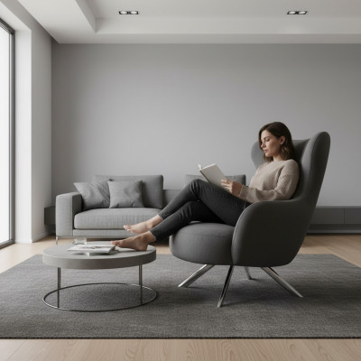 Poltrona poltrona orecchie lusso monoposto imbottita seduta design tessuto moderno