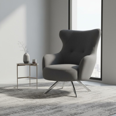 Poltrona poltrona orecchie lusso monoposto imbottita seduta design tessuto moderno