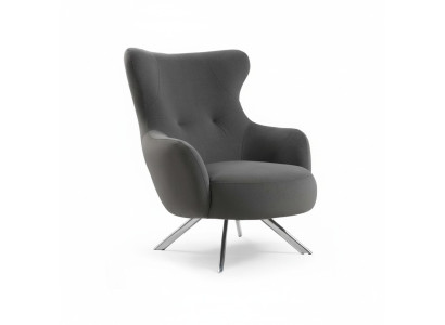 Poltrona poltrona orecchie lusso monoposto imbottita seduta design tessuto moderno