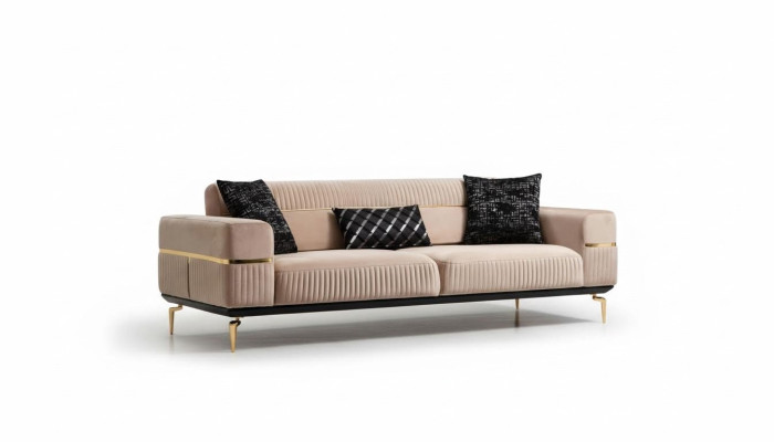 Divano di lusso design a tre posti Moderno divano beige Arredamento per il loft Nuovo