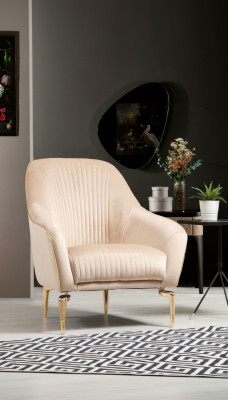 Poltrona monoposto di lusso, imbottita, sedile in tessuto da designer, moderno.