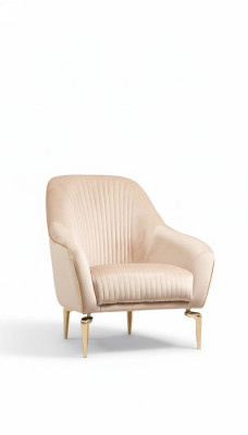 Poltrona monoposto di lusso, imbottita, sedile in tessuto da designer, moderno.