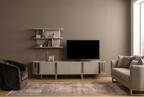 Mobile porta TV con set di mensole e stand TV, credenza, mobiletto per il soggiorno