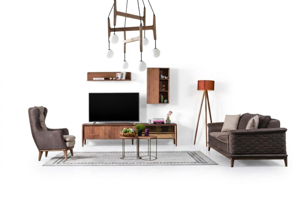 Divano set Divano di lusso Set di divani Poltrone 3+1 posti Tessuto Design moderno Nuovo