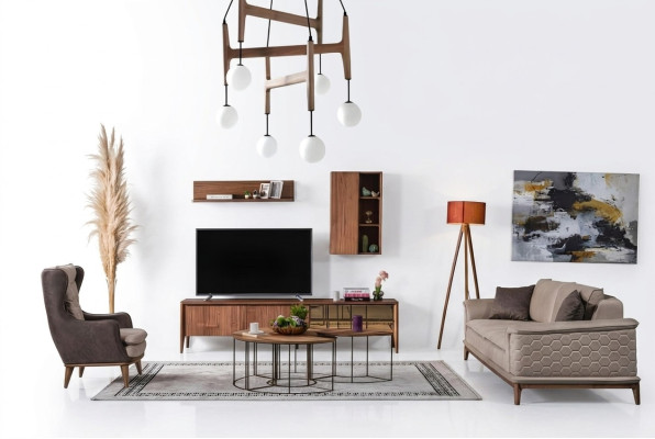 Lussuoso set di divani Set di divani Divani Poltrona 3+1 posti Tessuto Design moderno Nuovo
