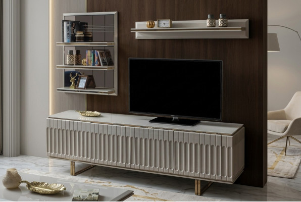 Mobile TV di lusso - mobiletto per TV per soggiorno, mobile basso, credenza, cassettiera, parete attrezzata moderna, nuova.