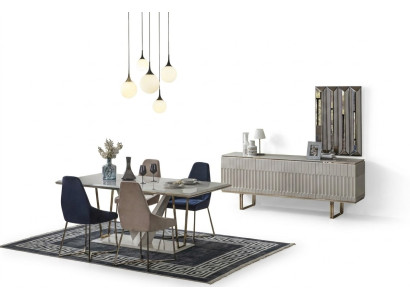 Set da pranzo per sala da pranzo con tavolo da pranzo, credenza, sedia da pranzo, gruppo da pranzo, angolo pranzo 6 pezzi.   Set da pranzo per sala da pranzo con tavolo da pranzo, credenza, sedia da pranzo, gruppo da pranzo, angolo pranzo 6 pezzi.