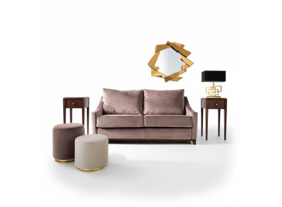 Set soggiorno divano poltrona tavolino pouf divani mobili tessili 3 pezzi.