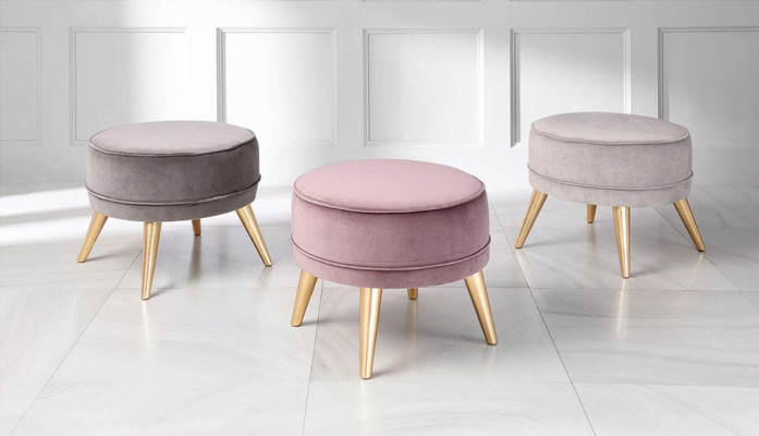 Pouf poggiapiedi Ottomana Pouf moderno di lusso in stoffa design soggiorno rosa rotondo