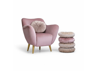 Poltrona Sedia da braccioli Poltrona imbottita 1 posto a sedere Tessuto di lusso Moderno Rosa