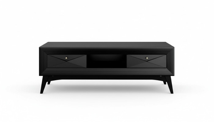 Mobile porta TV Lowboard Tavolino in stile moderno in legno nero disegno per il soggiorno.
