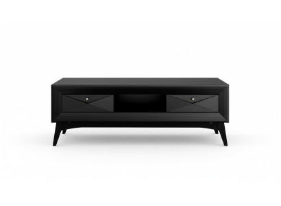Mobile porta TV Lowboard Tavolino in stile moderno in legno nero disegno per il soggiorno.