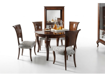 Tavolo da pranzo rotondo laccato marrone Set da pranzo da 5 pezzi con sedie