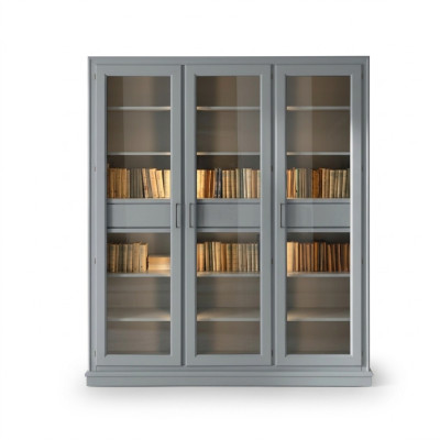 Mobile portaoggetti grigio con ante in vetro - Elegante soluzione di archiviazione per la tua collezione di libri