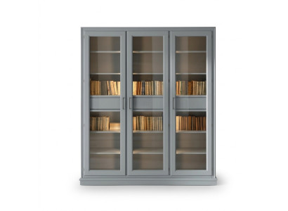 Mobile portaoggetti grigio con ante in vetro - Elegante soluzione di archiviazione per la tua collezione di libri