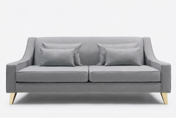 Divano a tre posti, divani a tre posti di lusso in stoffa grigia, design moderno per il soggiorno.