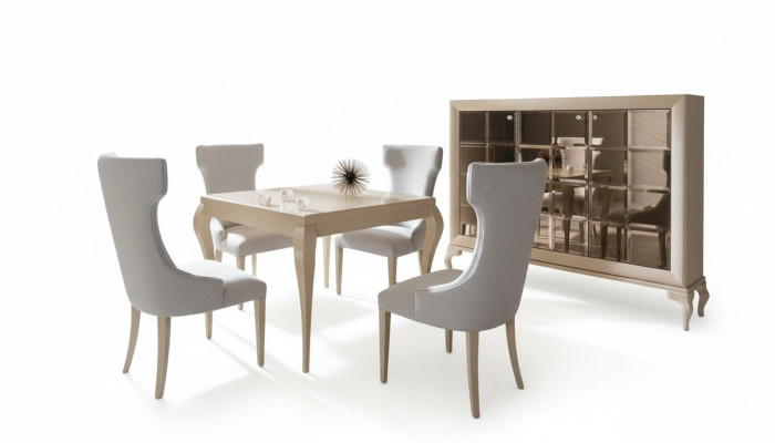 Lussuoso sala da pranzo Tavolo da pranzo Sedia Gruppo tavolo da pranzo Angolo cottura Sedie Lusso Bianco Set 5 pezzi