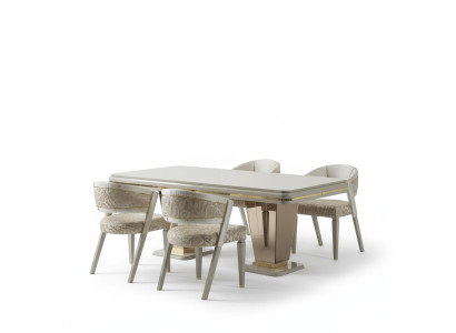 Area pranzo Set da pranzo di lusso Sala da pranzo Tavolo da pranzo Set di sedie Beige 5 pezzi