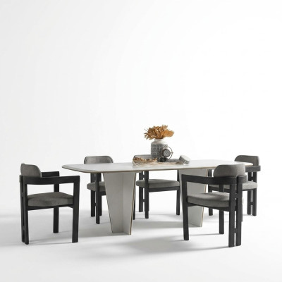 Tavolo da pranzo Tavolo da pranzo Angolo cottura Tavolo Legno Moderno Bianco Sala da pranzo di lusso