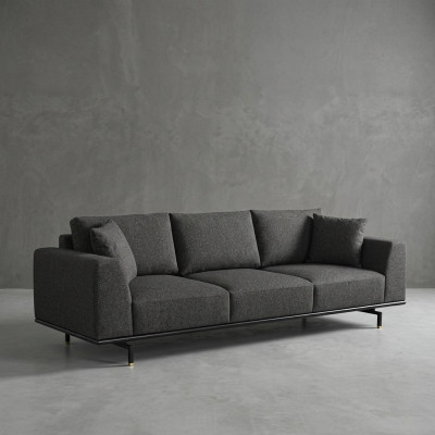 Divano a 4 posti 4 posti Sofa Moderno Grigio Design Tessuto Poliestere Nuovo