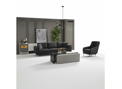 Set di divani divano 4 posti poltrona set in tessuto grigio moderno.   Set di divani divano a 4 posti con poltrona in tessuto grigio moderno.