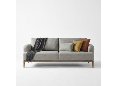 Sofà moderno a tre posti 3 posti Design Grigio Moderno Tessuto in poliestere Nuovo