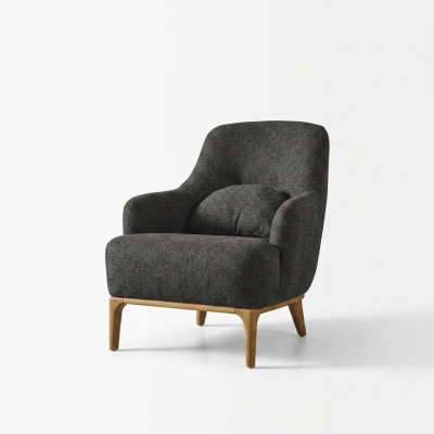 Poltrona poltrona moderna in tessuto poliestere grigio design seduta.