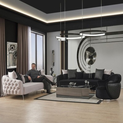 Divano set divano poltrona 431 posti in tessuto divani di lusso bianco nero