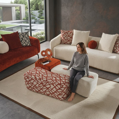 Sgabello 3x Pouf Puff Pouf Pouf Tessuto Tessuto Poggiapiedi Soggiorno