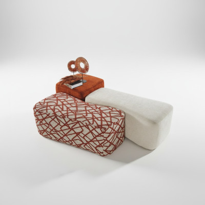 Sgabello 3x Pouf Puff Pouf Pouf Tessuto Tessuto Poggiapiedi Soggiorno