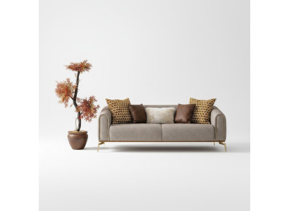 Divano a tre posti 3 posti Design moderno in tessuto grigio per il soggiorno.