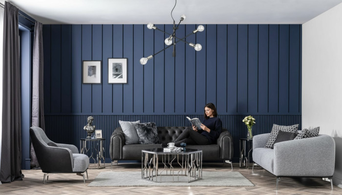 Sofà Set completo Divano 431 Posti Tessuto 3 pz Nero