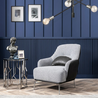 Poltrona moderna in tessuto poliestere grigio design per salotto
